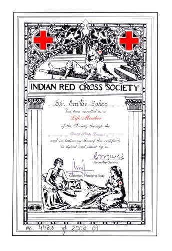 RED CROSS LIFE MEMBER CERTIFICATE